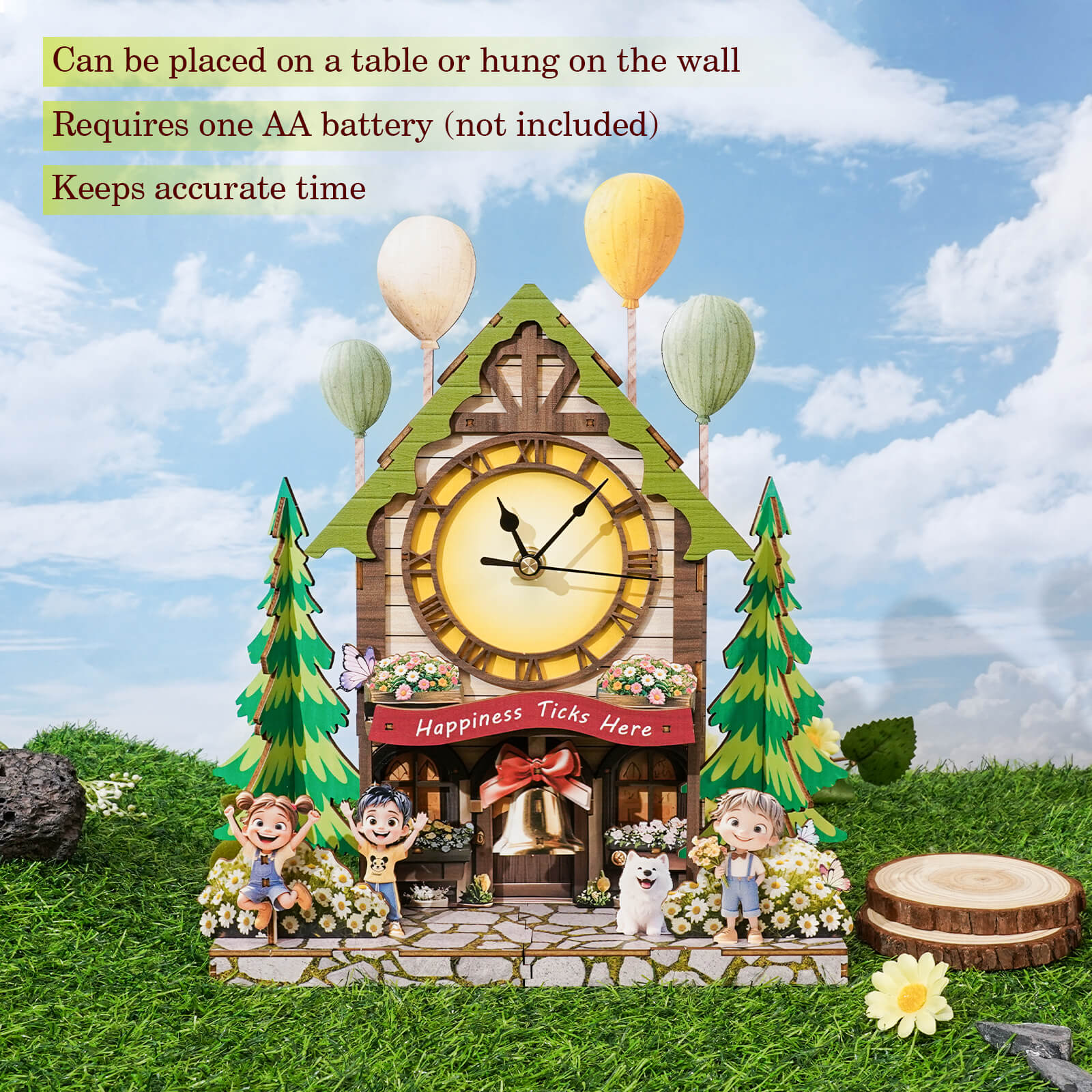 Balloon Cabin – DIY Wooden Clock, 3D Puzzle Craft Kit