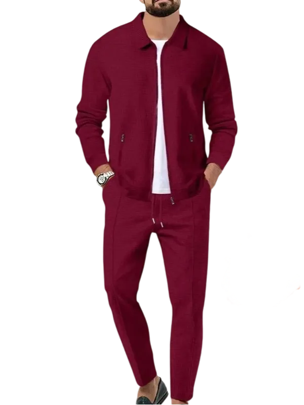 Men's solid color sports two-piece set