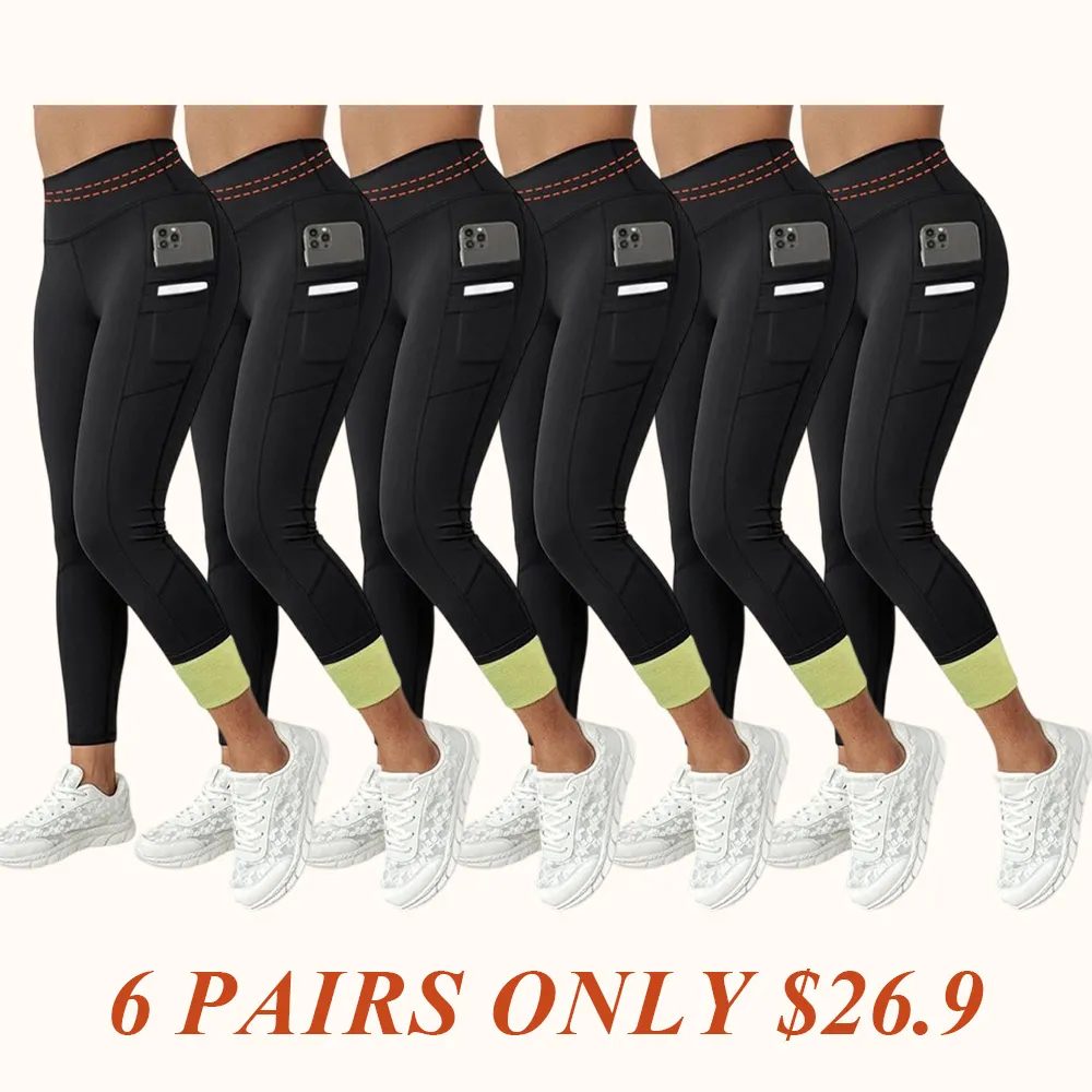 Women‘s Fleece Lined Active Pants Thick Soft Tummy Control Termal Warm Winter Shaping Pants