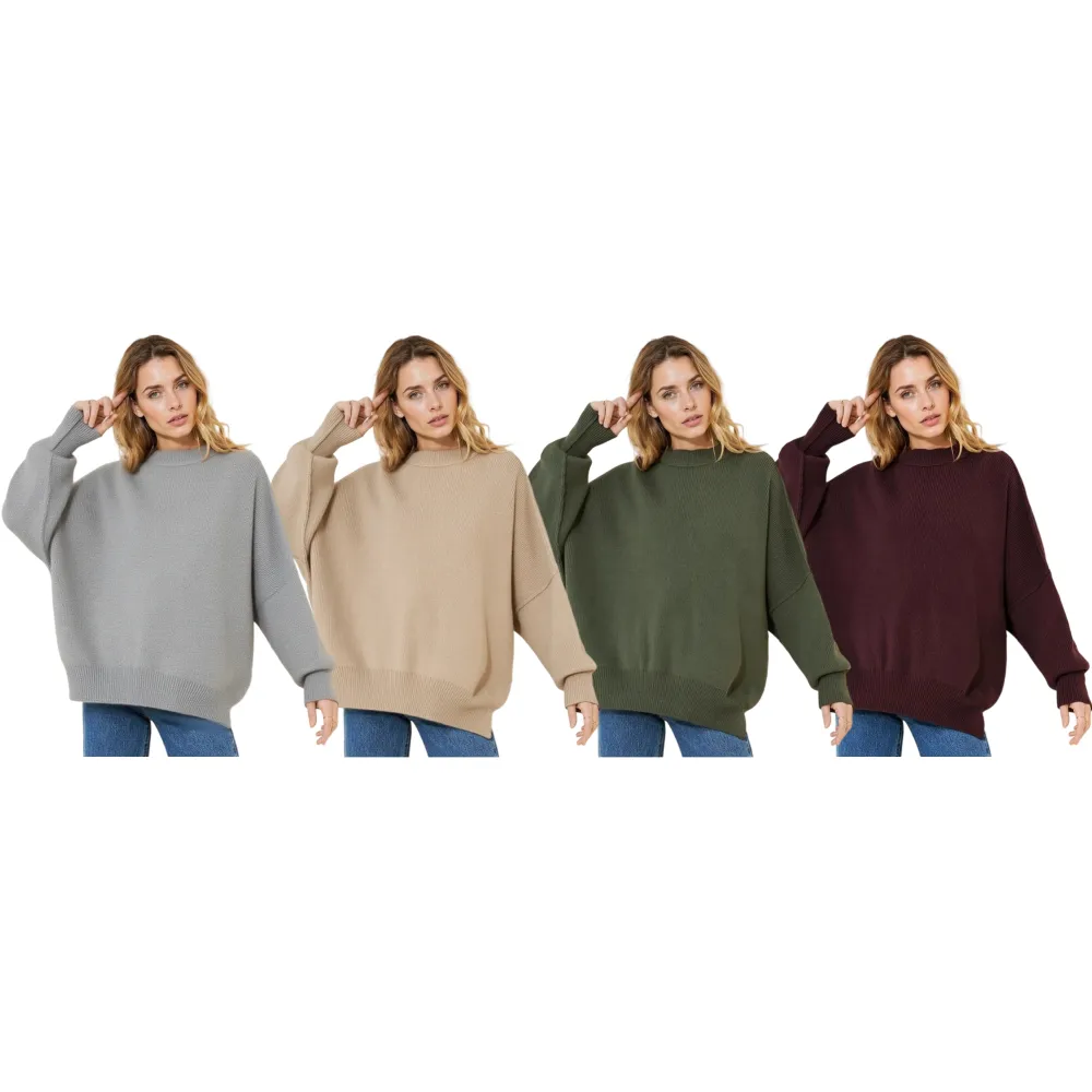 Women's Basic Solid Color Crew Neck Long Sleeve Top