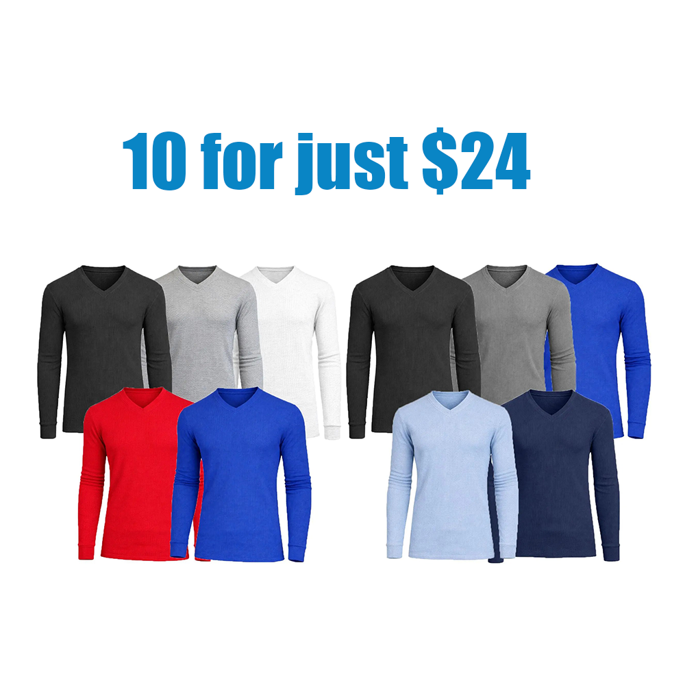 Men's Waffle-Knit Long Sleeve Crew Neck & Henley Thermal Shirts