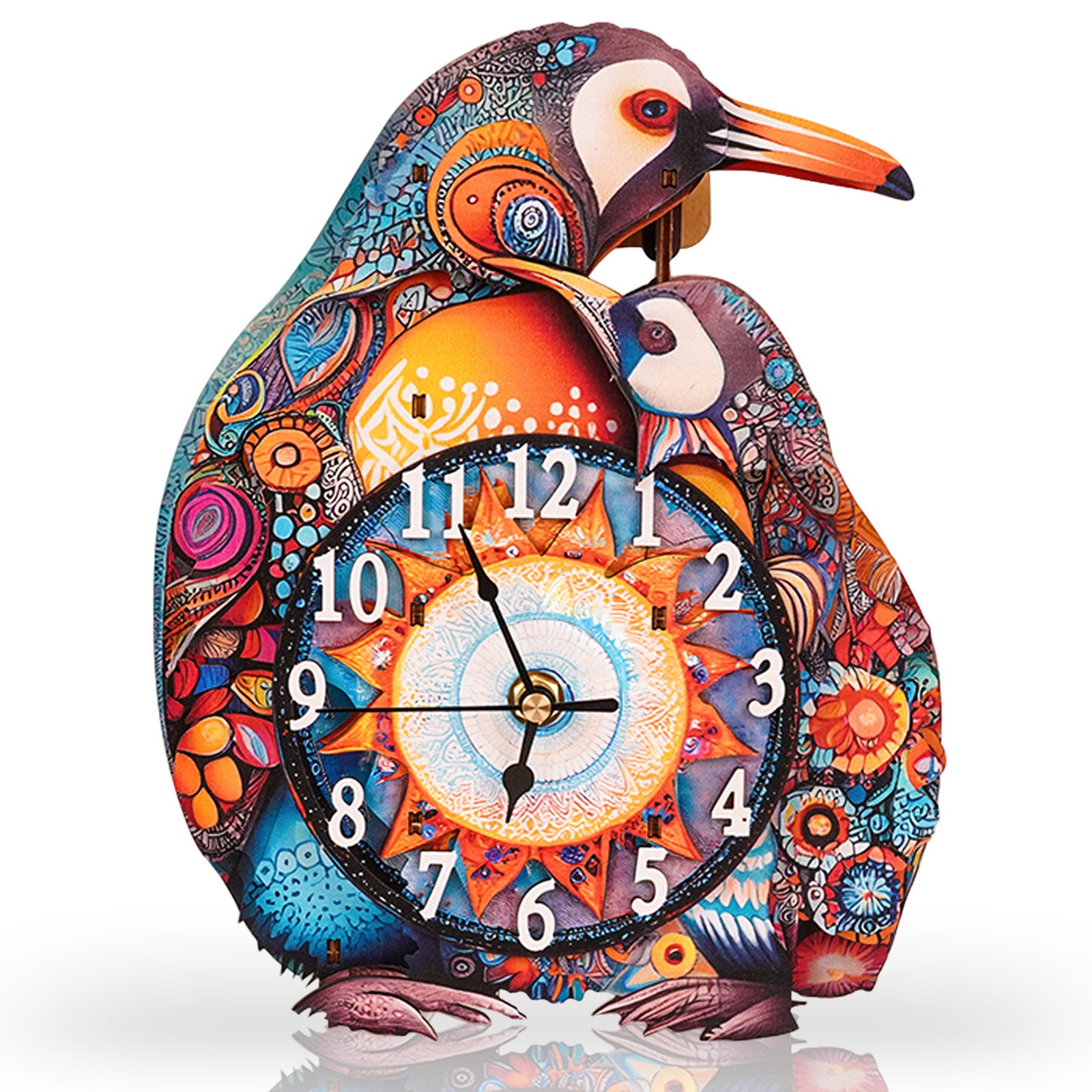 Parent-Child Penguins – DIY Wooden Clock, 3D Puzzle Craft Kit