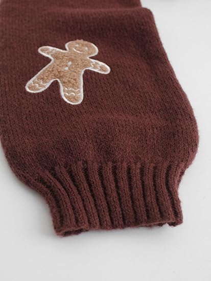 Women's Gingerbread Sweater Cartoon Drop Shoulder Cropped Christmas Cardigan