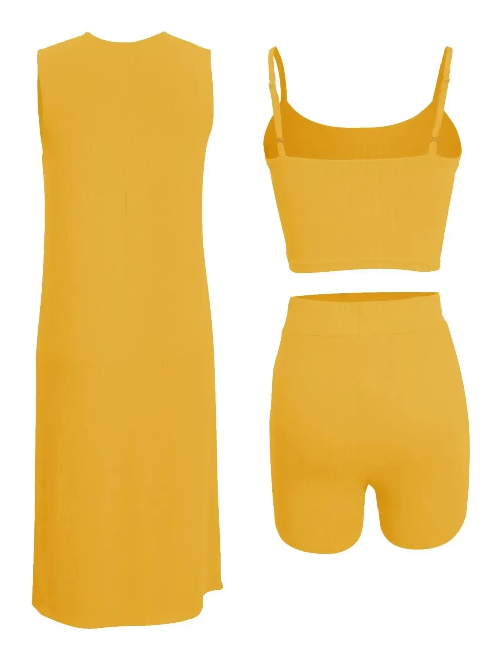 Women's Ombre 3-Piece Outfit Set | Cropped Vest, Shorts & Kimono Cover-Up, Summer Beach & Lounge Wear