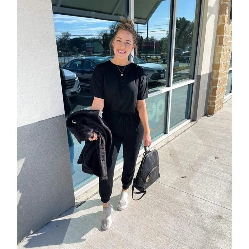 Women's 2-Piece Set Summer Outfits Crew Neck Short Sleeve Tracksuit Jogger Set