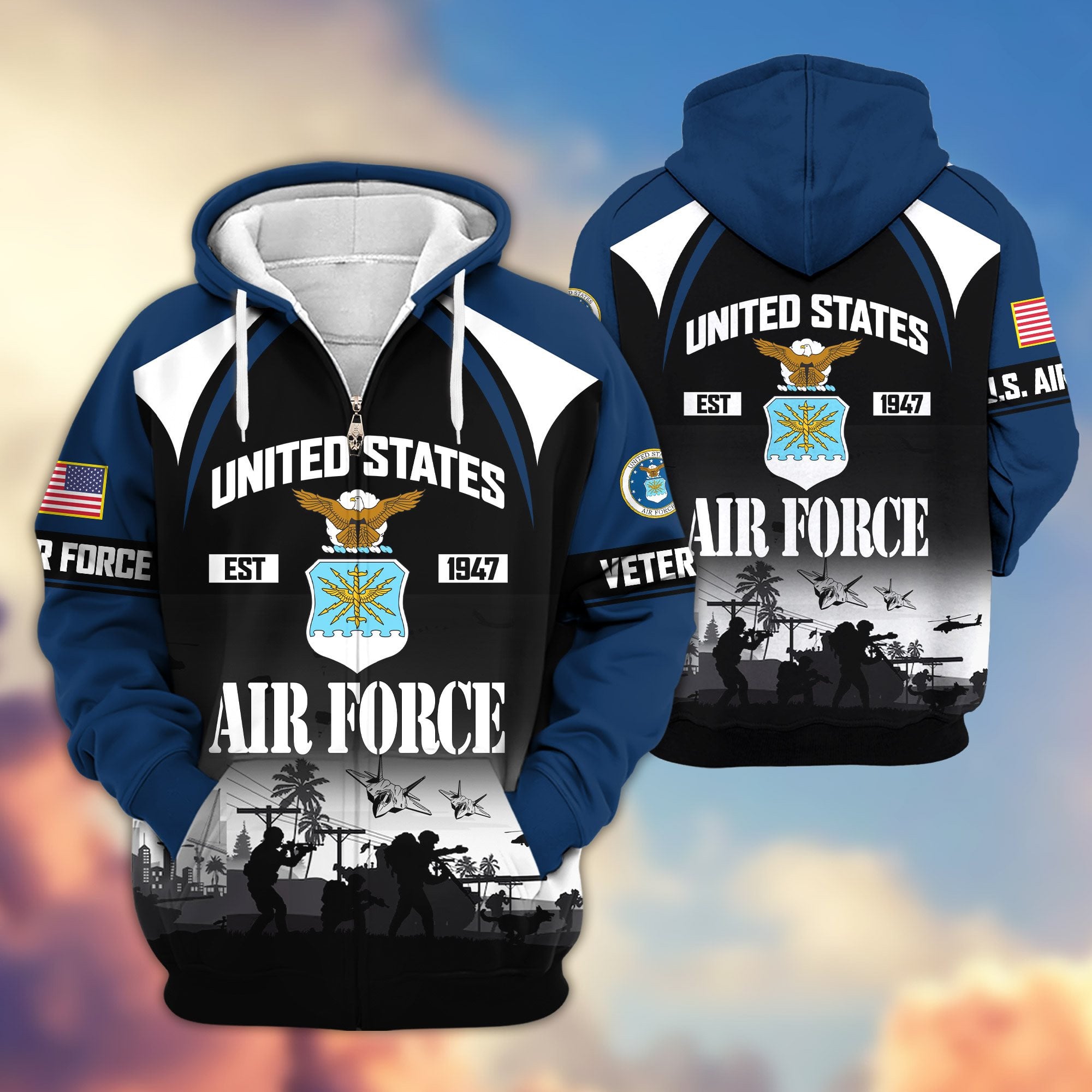 Premium US Veterans Zip Hoodie