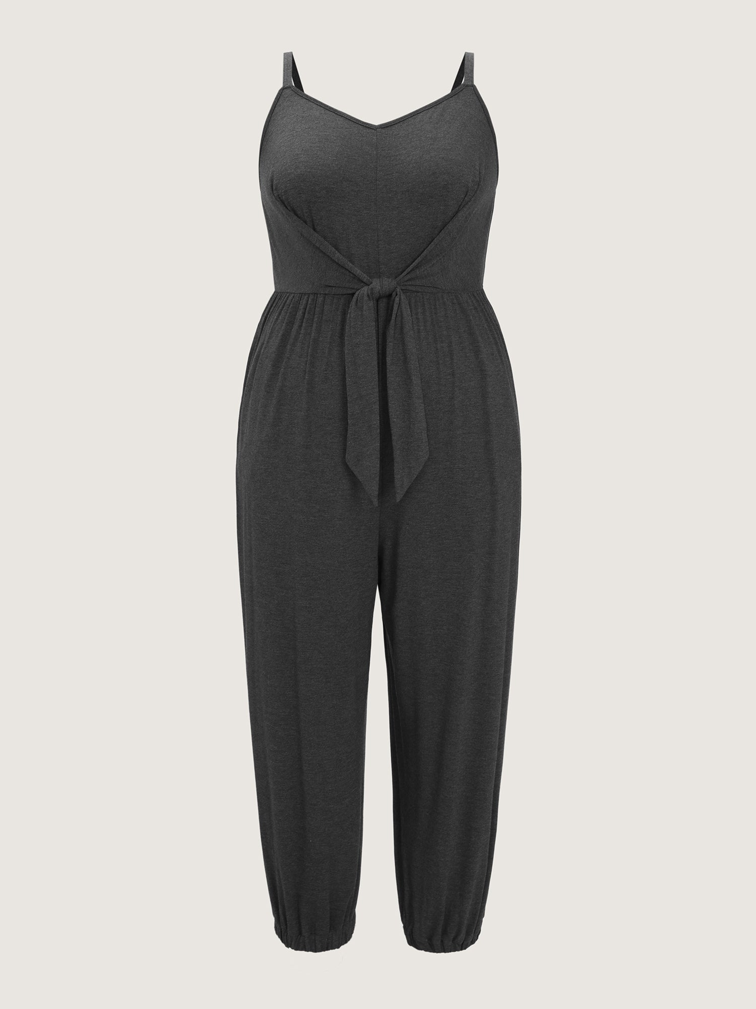 Supersoft Knotted Front Stretchy Cuffs Jumpsuit