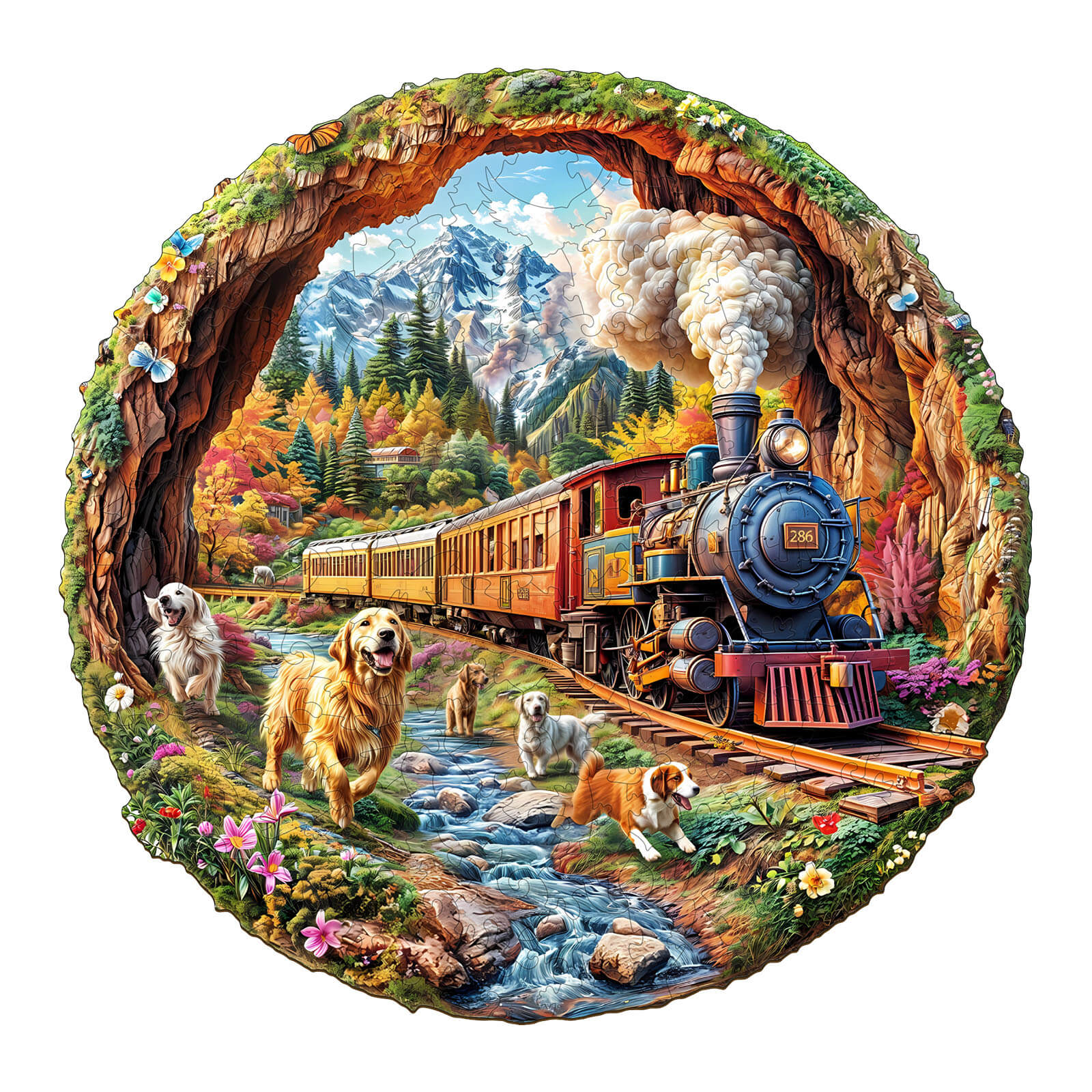 3D Racing the Train-1 Wooden Jigsaw Puzzle