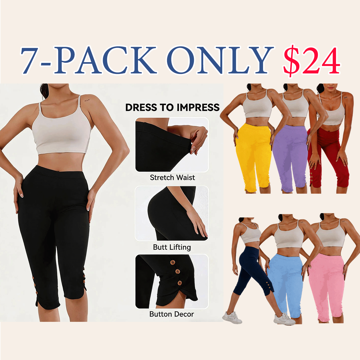 Women’s High-Waisted Slimming Yoga Pants – 7/8 Length Butt-Lifting Leggings