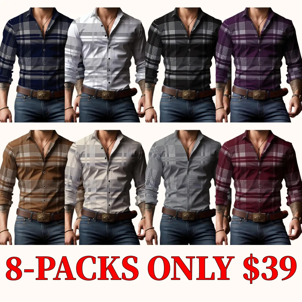 Men's long-sleeved casual shirt, stylish and simple design