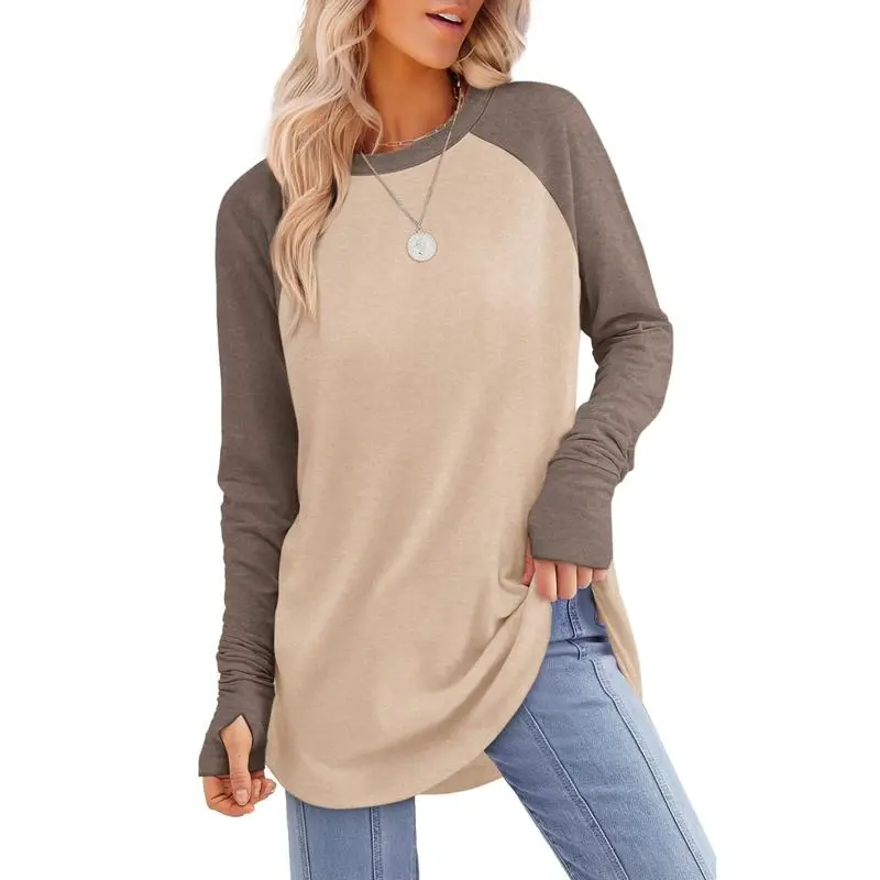 Womens Tunic Tops to Wear with Leggings Long Sleeve Thumb Hole Shirts
