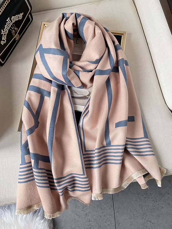 Vintage Keep Warm Striped Tasseled Shawl&Scarf