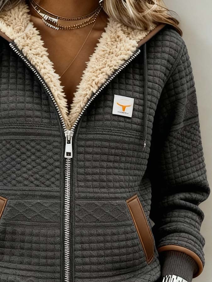 Women'S Casual Color-Blocked Patchwork Jacket