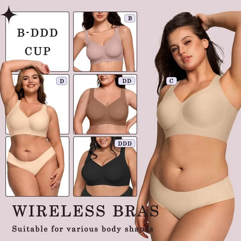 Women Wirefree Bras for Women Full Coverage No Underwire Everyday Bras Comfortable Wireless Padded Jelly Bras