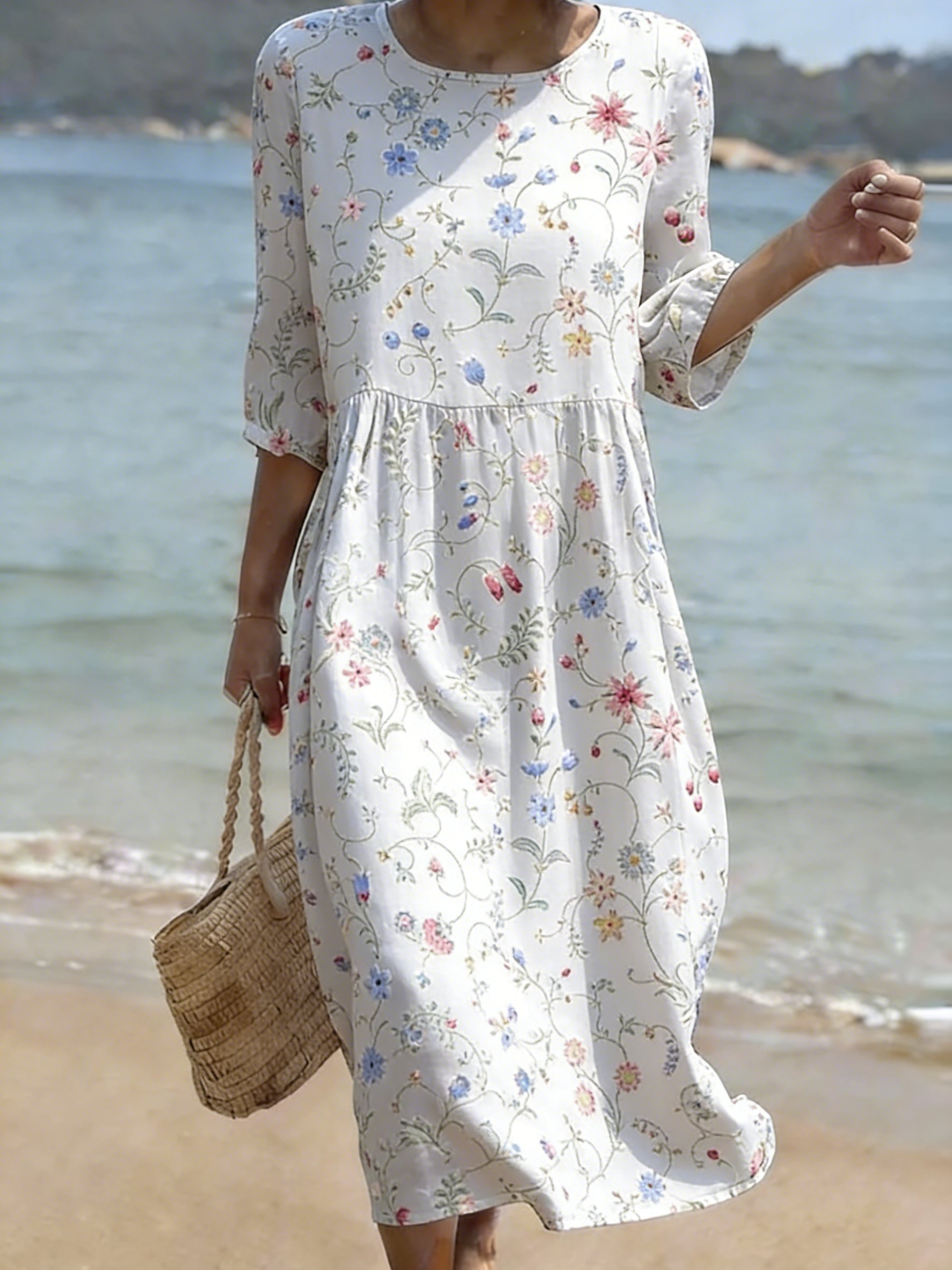 Women's  Floral Print Casual Dress- Fast Shipping