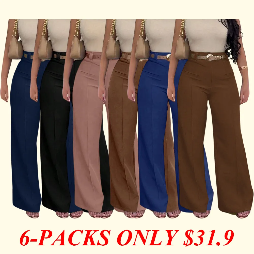Women's Plain Pocket Wide Leg Pants