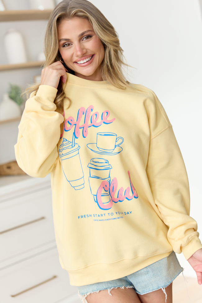 Coffee Club Yellow Graphic Sweatshirt
