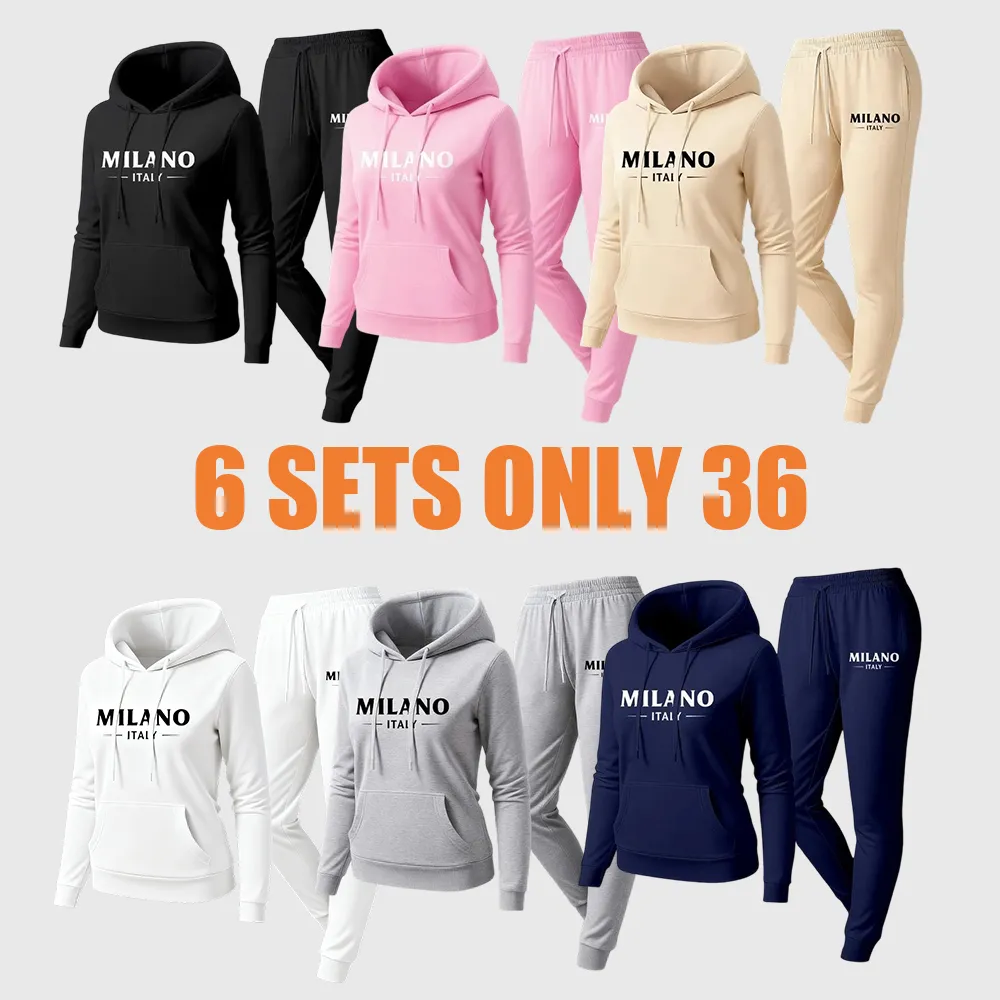 Women's Milan city print hoodie and drawstring track pants set