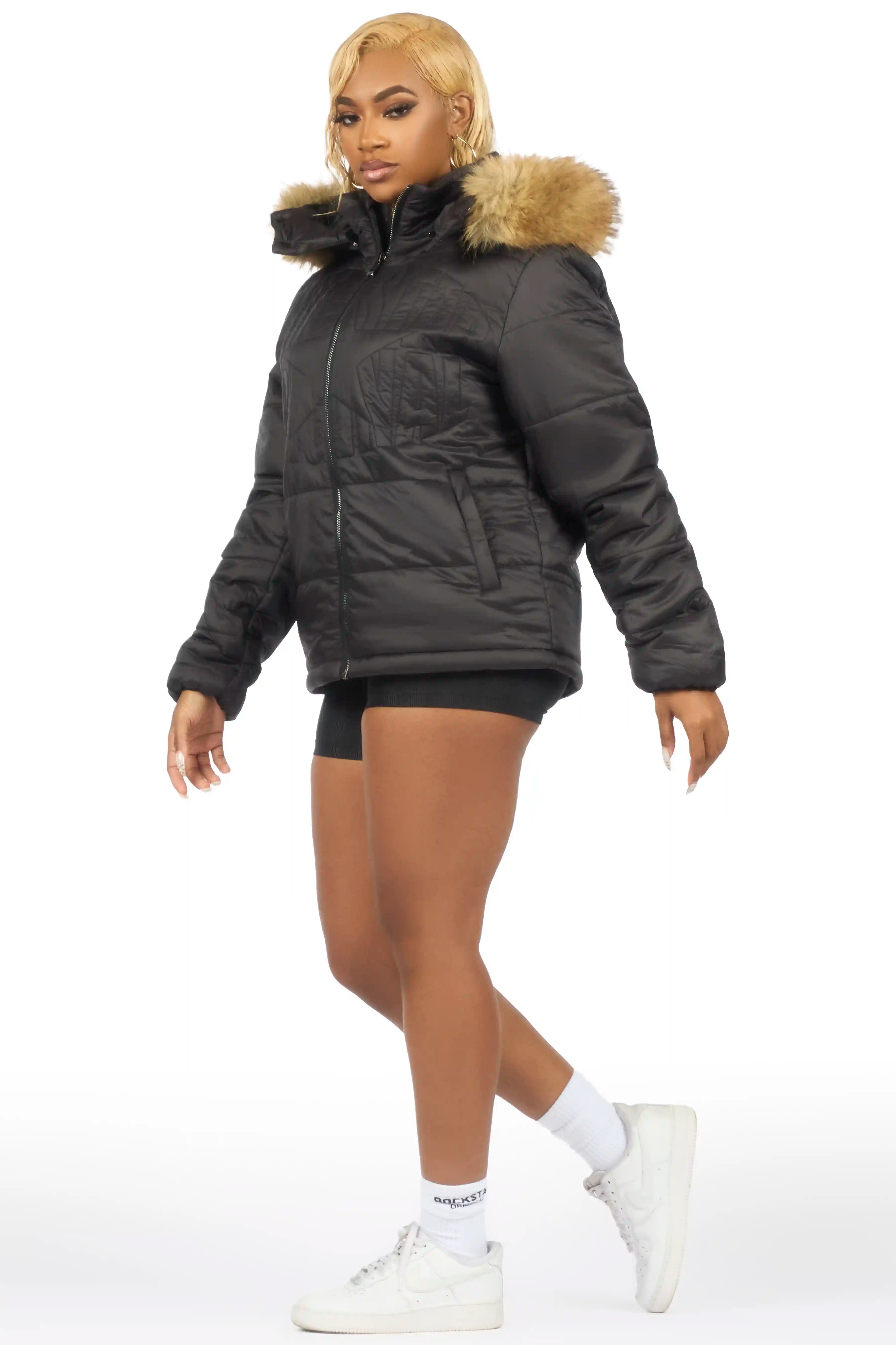 Marlona Black Oversized Puffer Jacket