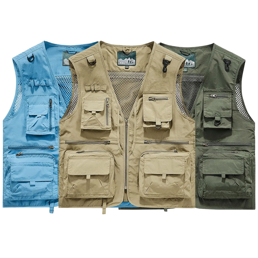 Made from 100% nylon, anti-static design ensures safety (true size). Men’s fashion quick-dry mesh casual outdoor multi-pocket fishing photography vest/work vest jacket with multiple pockets, suitable for outdoor activities.