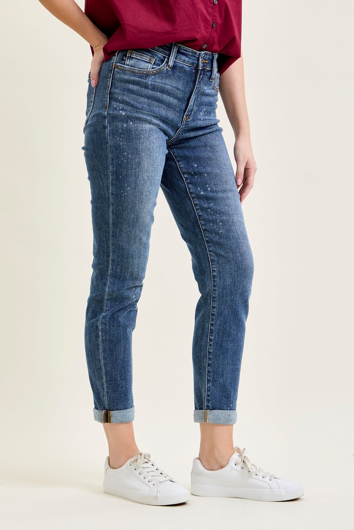 Margot High Rise Bleach Splash Boyfriend Jeans