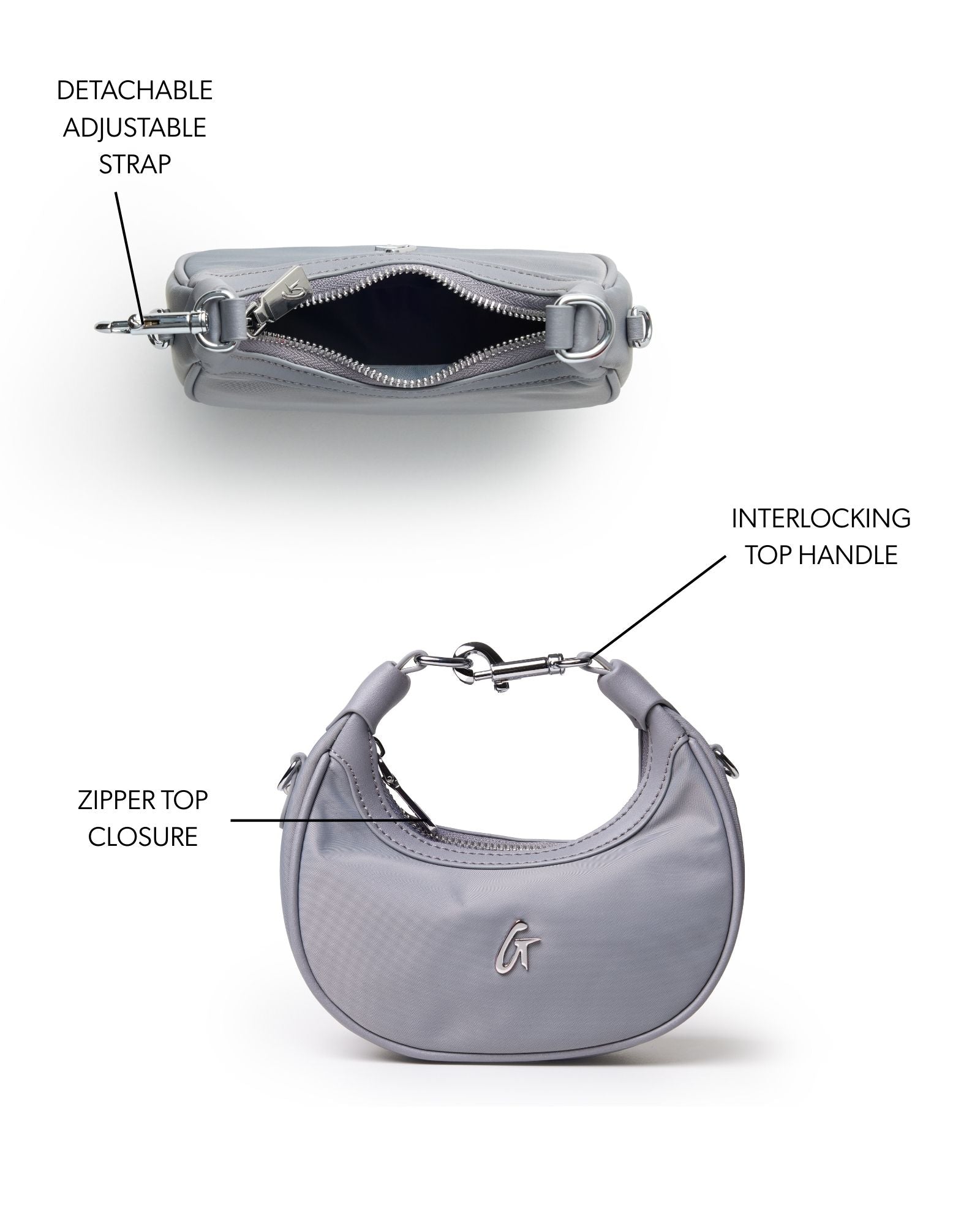 NANO NYLON HOBO BAG - GRAY