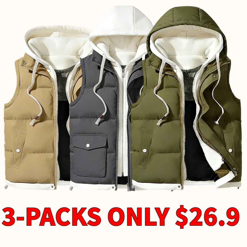 Men's hooded color-block quilted vest