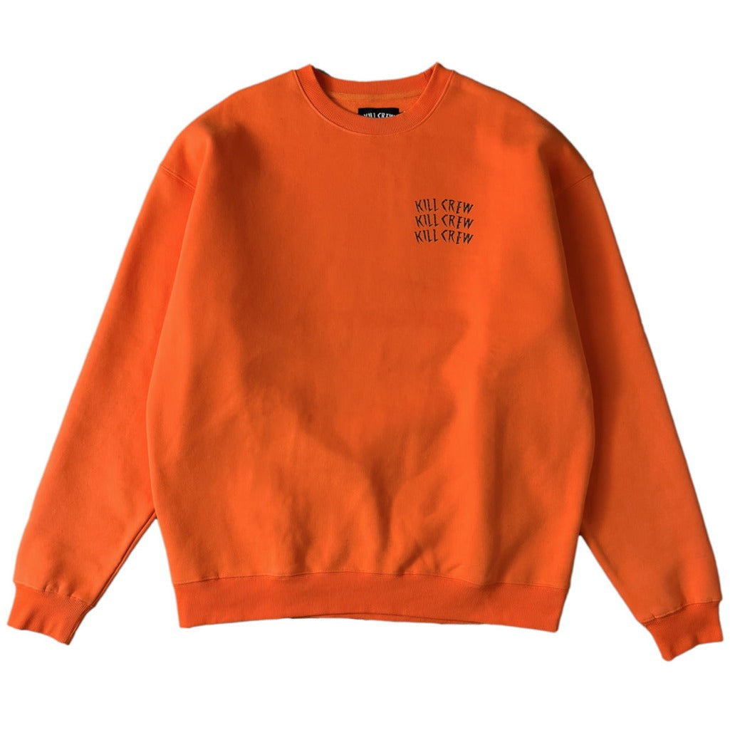 OVERSIZED LUX WAR WOLF CREW NECK - ORANGE / BLACK