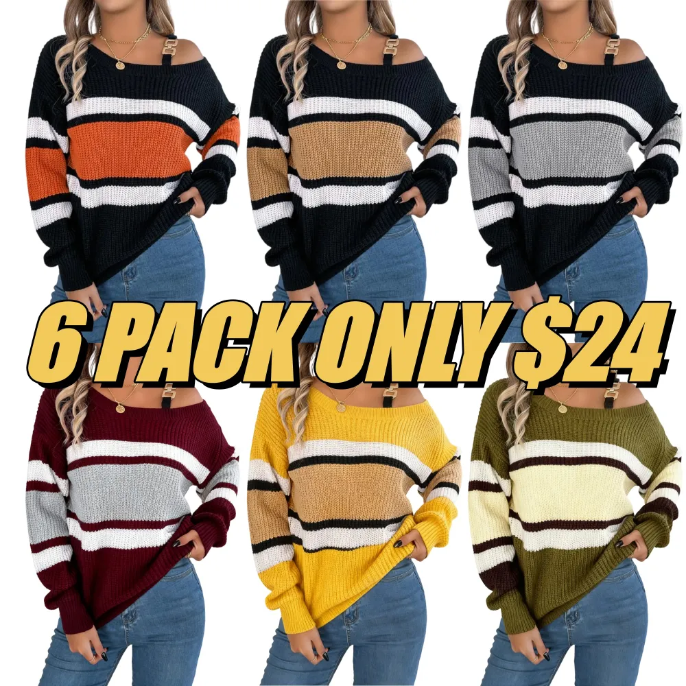 Women's Asymmetrical Neck Buckle Sweater