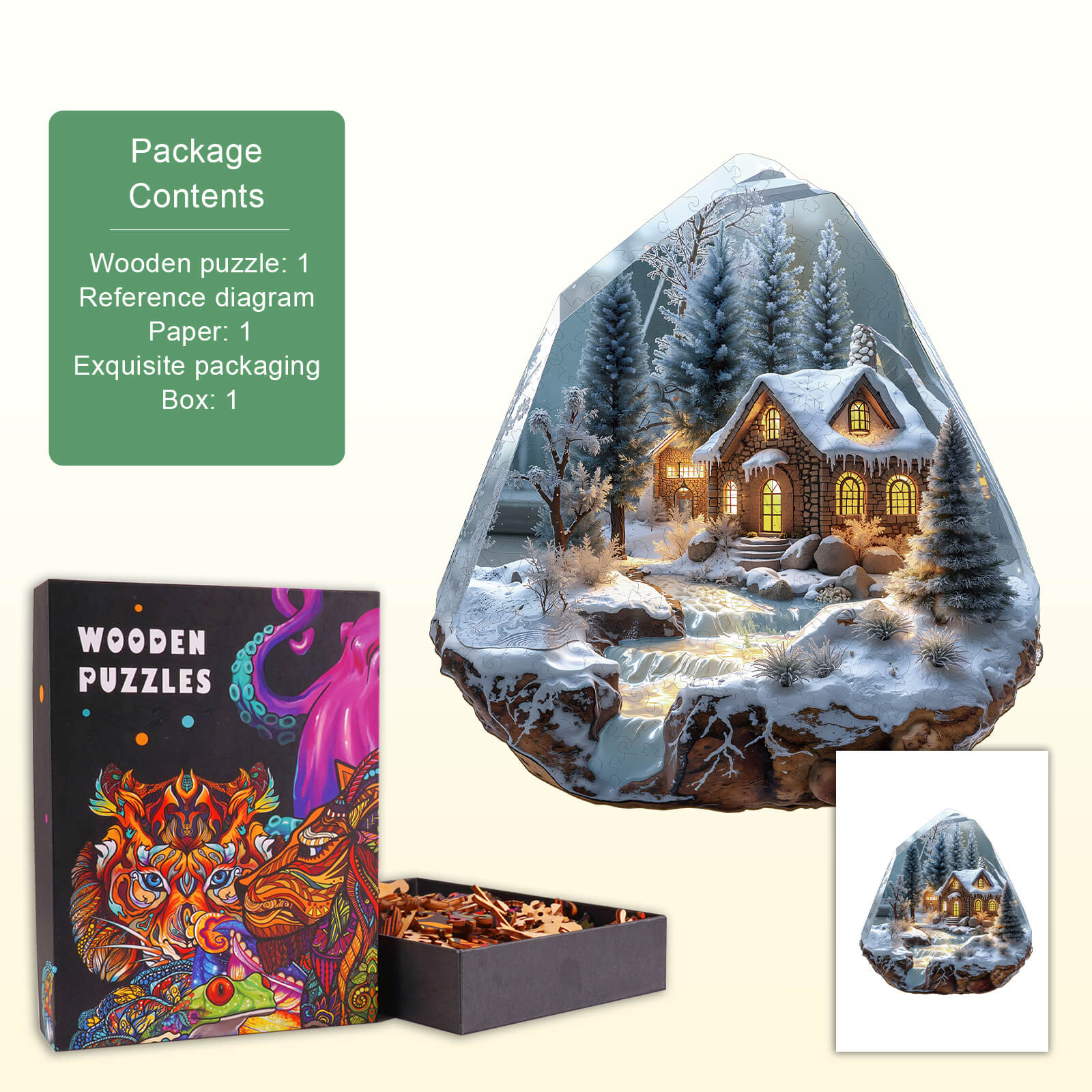 Snowlight Cottage Wooden Jigsaw Puzzle