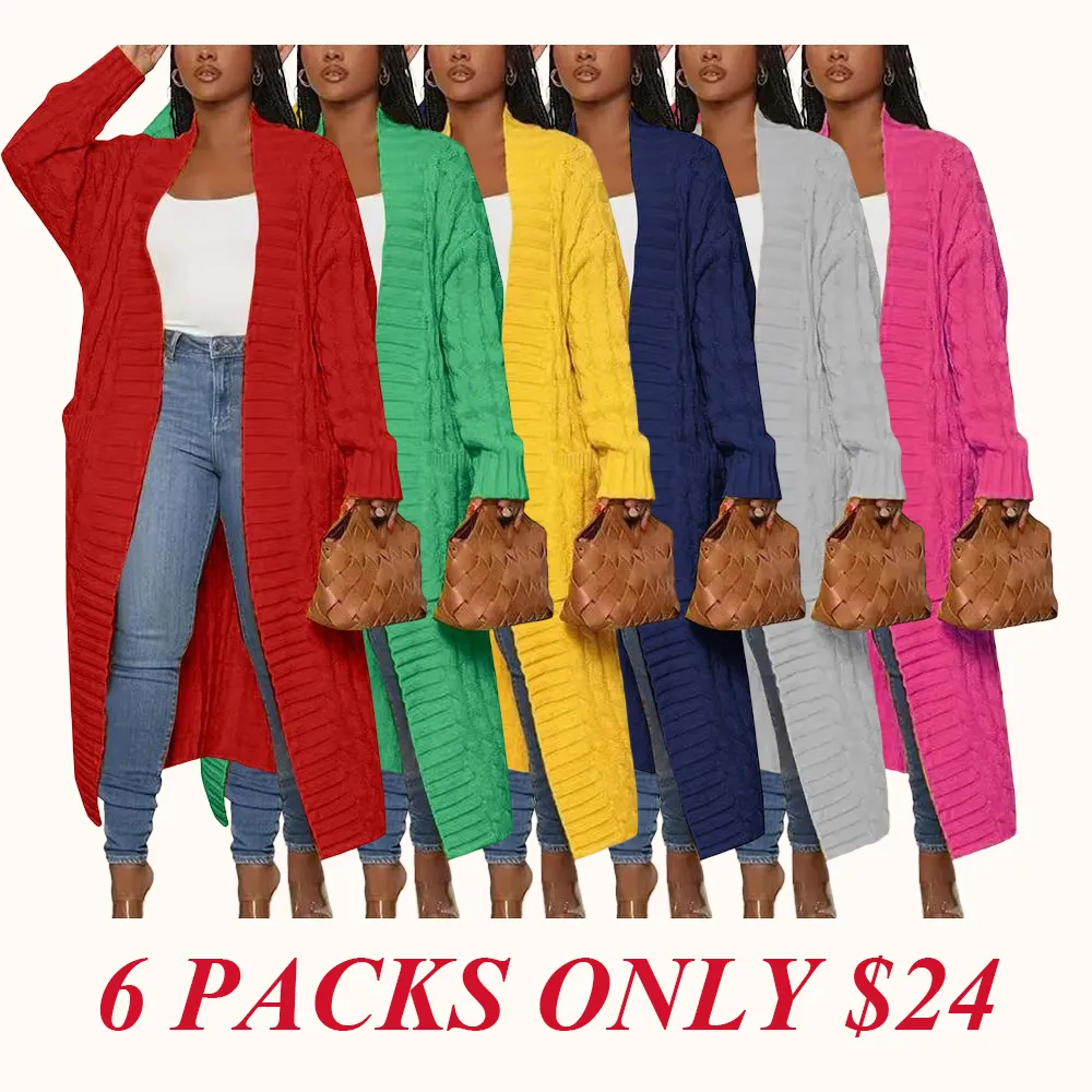 Women's Solid Color Textured Drop Shoulder Pocket Longline Cardigan