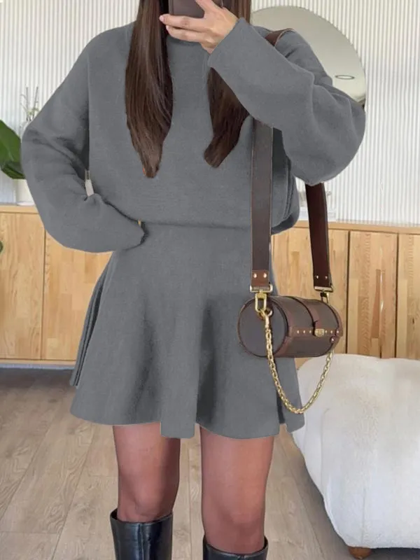 Women's Casual Half-High Neck Long Sleeve Knit Dress