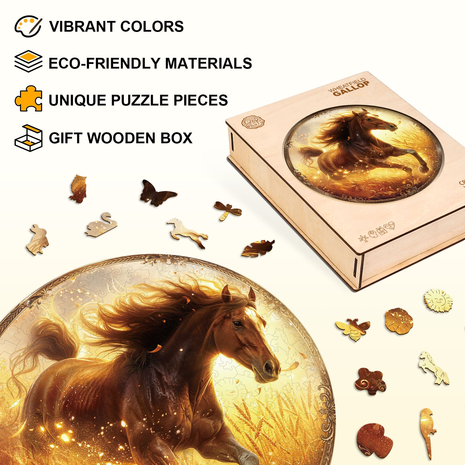 Wheatfield Gallop Wooden Jigsaw Puzzle