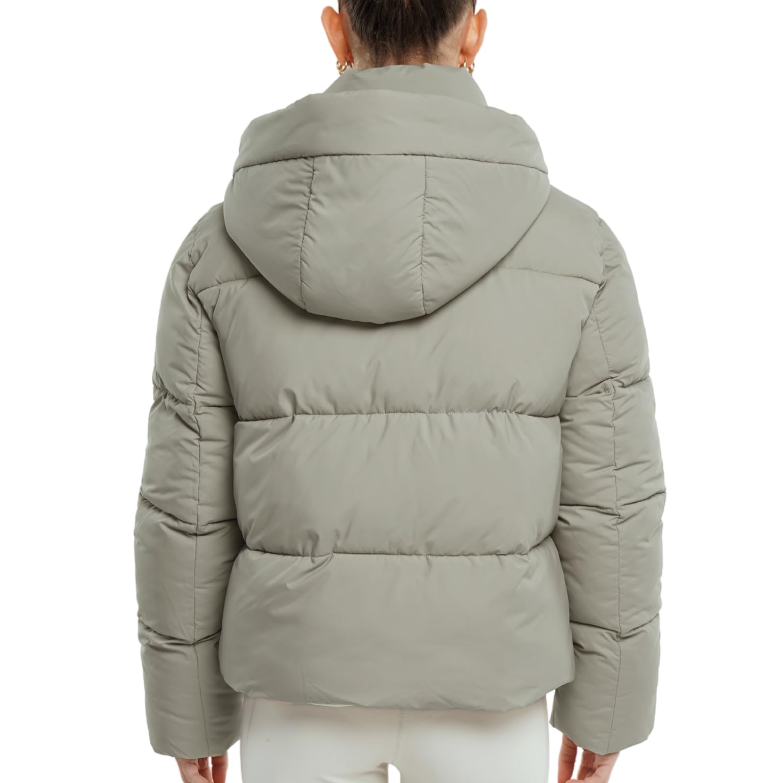 WarmCore Premium Short Puffer Jackets with Removable Hood & Optional Faux Fur Linging, Lady Casual Outerwear Longsleeves Zip Pockets Warm Quilted Coat