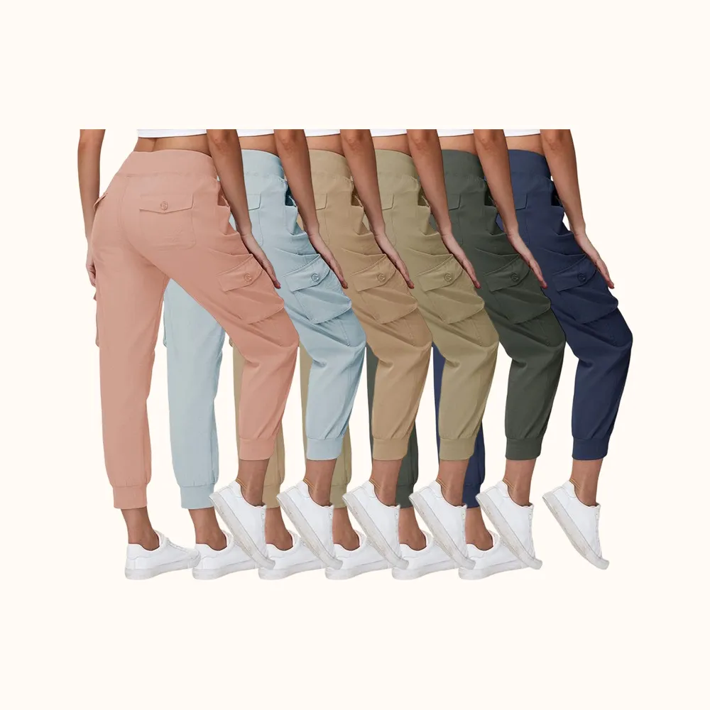 Womens Lightweight Capris Hiking Pants 6 Pockets Quick Dry Cargo Outdoor Trip Loose Shorts