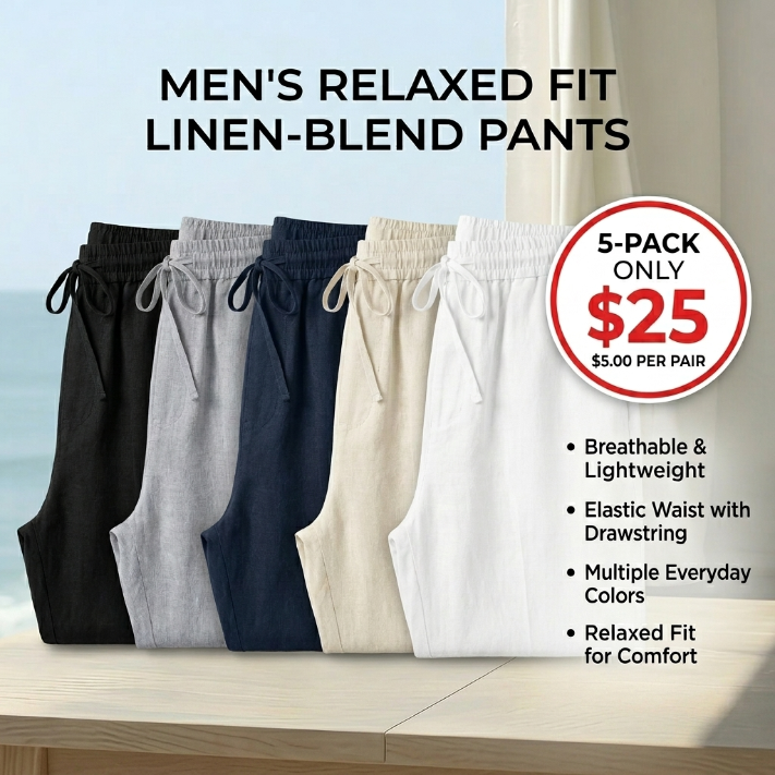 Men’s Premium Lyocell-Linen Straight-Leg Trousers - Breathable Summer Essential