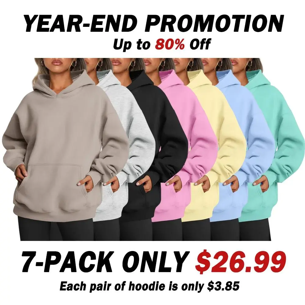 7 PACK Womens Oversized Hoodie Long Sleeve Fleece Sweatshirt with Pocket