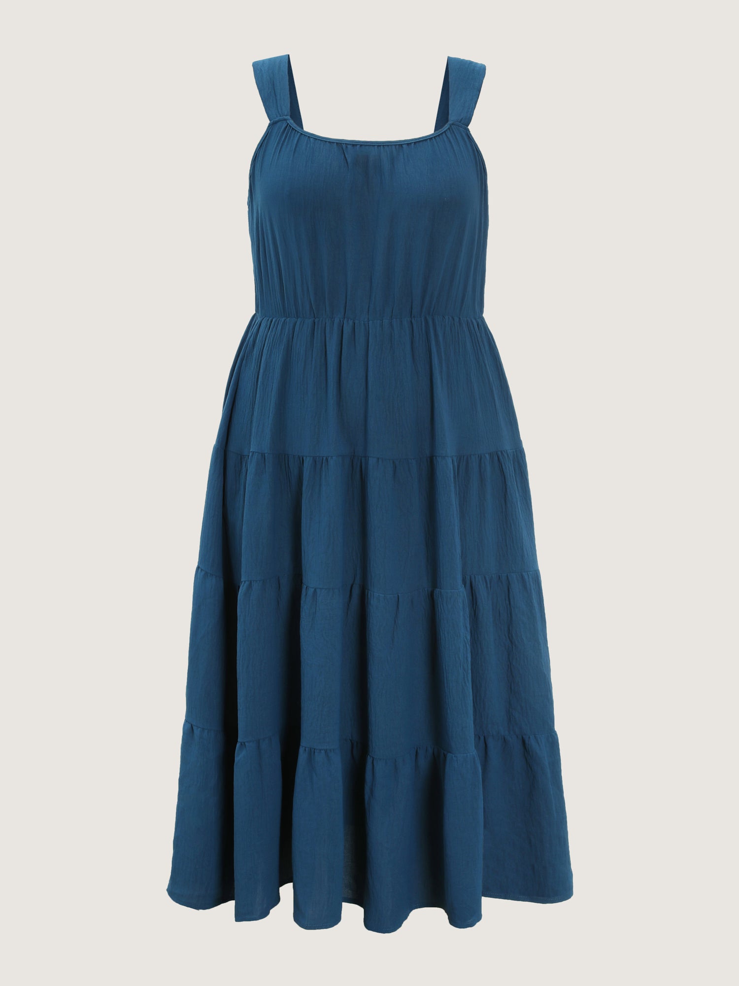Plain Tiered Wide Strap Maxi Dress