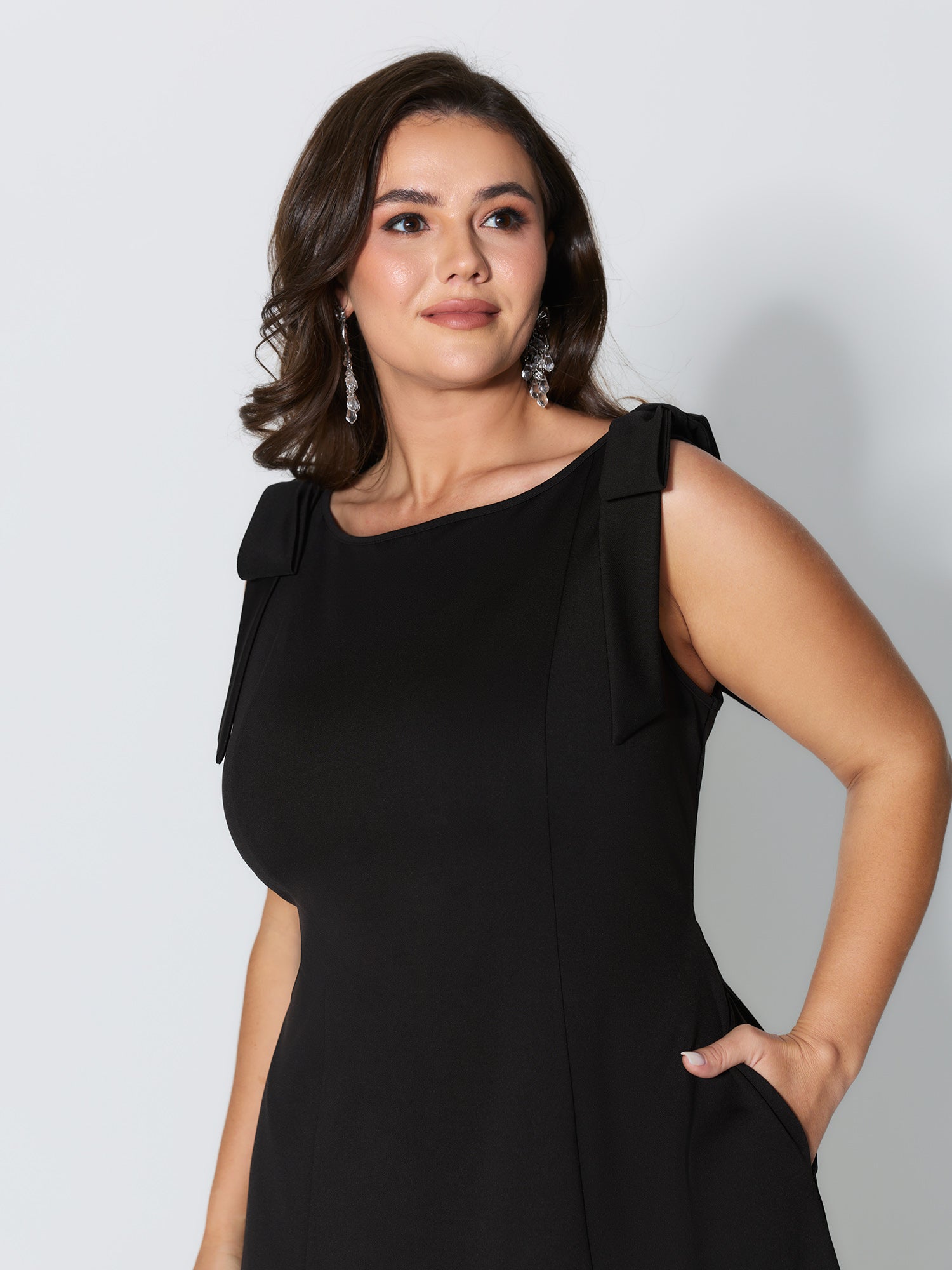 Shoulder Tie Sculpting Bodice Mini Dress