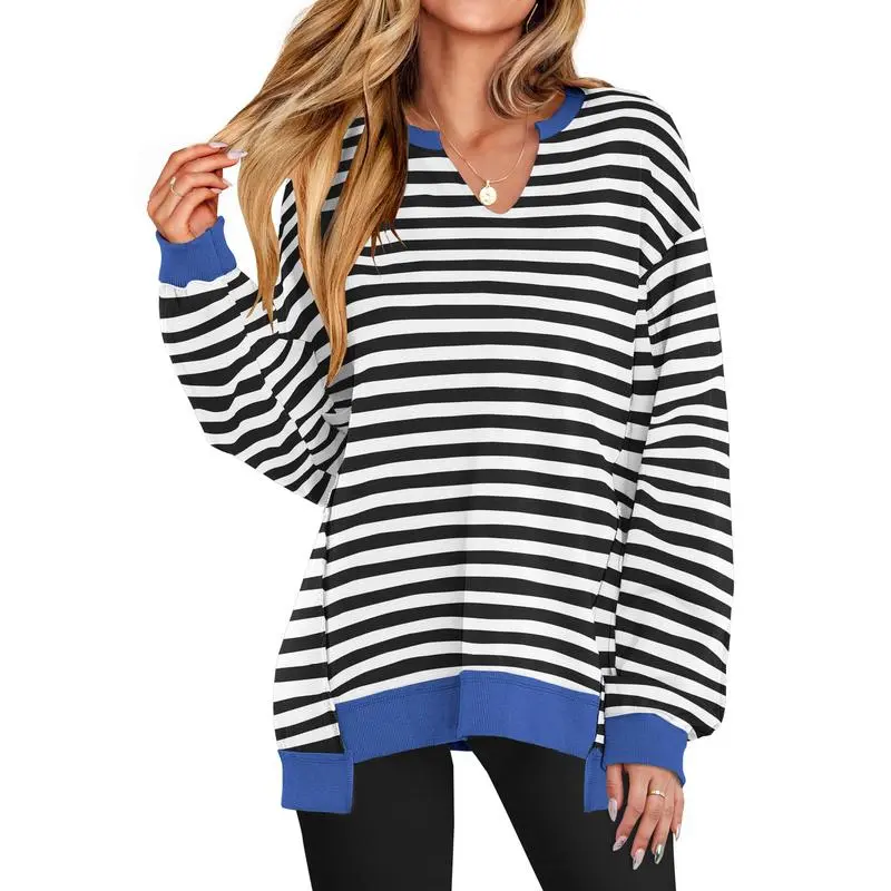 Womens Oversized Sweatshirt V Neck Long Sleeve
