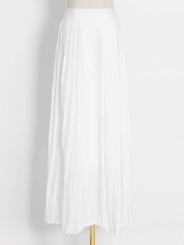 Original Sleeveless Irregularity Solid Color High-Neck T-Shirt Top&Pleated Skirt Bottom Two Pieces Set