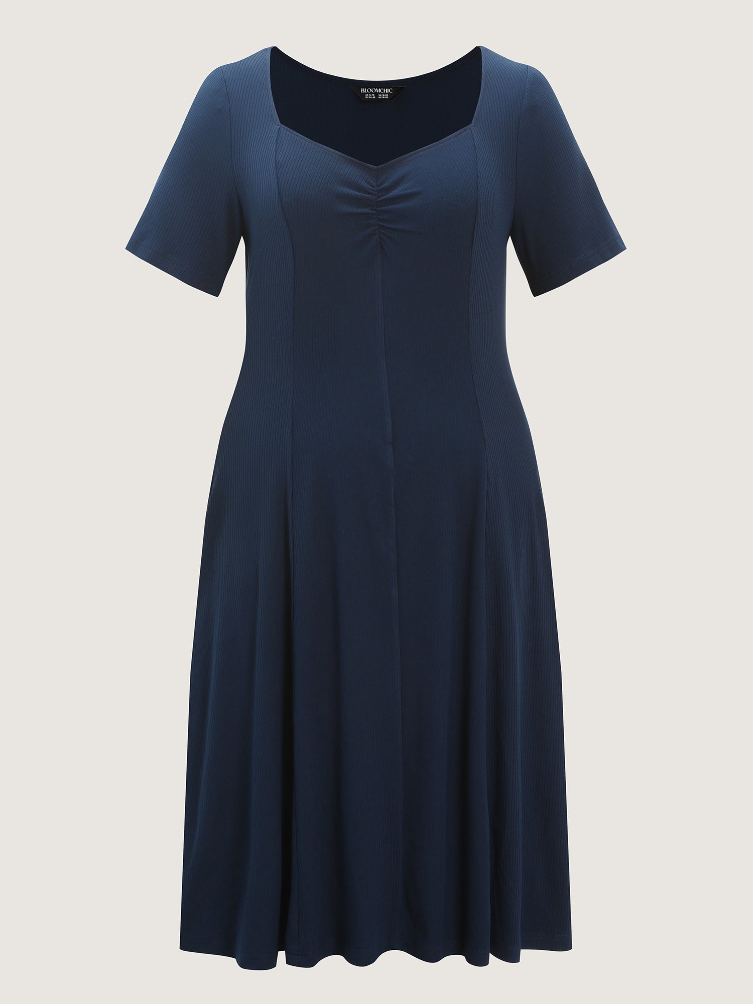 Ruched Bust-Friendly Square Neckline Midi Dress