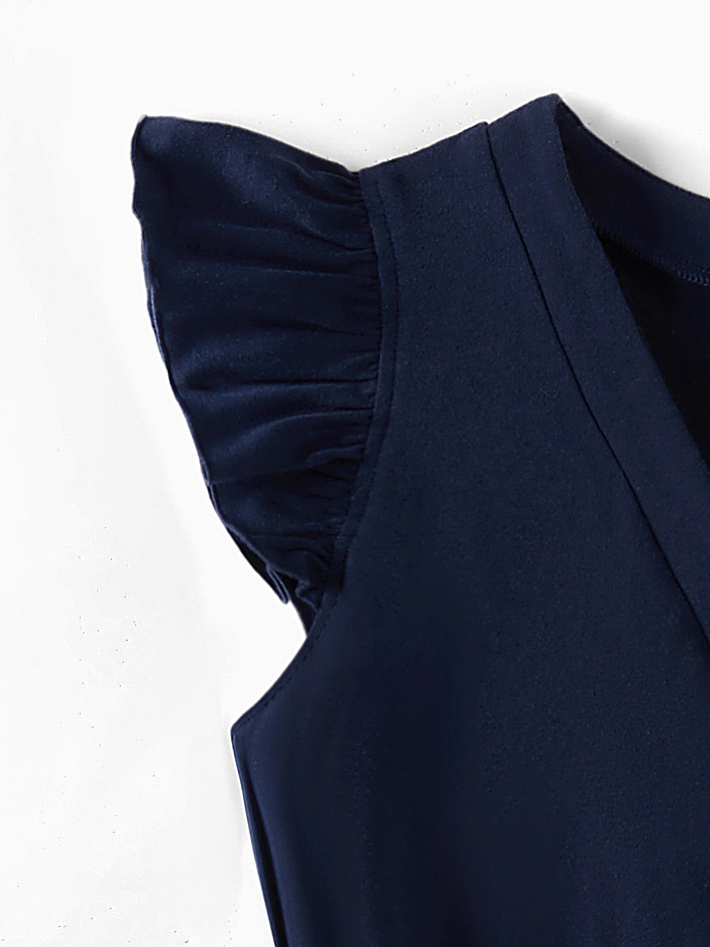 Mommy and Me Family Matching Casual Dress or T-Shirt, Solid Color, Fabric Stitching royalblue