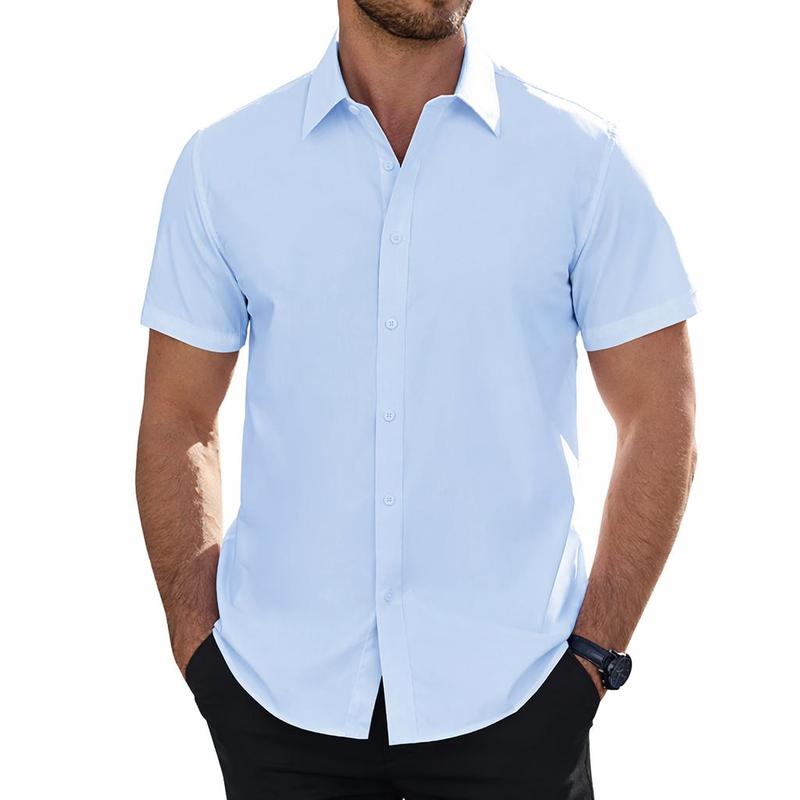 Alimen Stain-Resistant Short Sleeve Dress Shirt - Waterproof & Classic Style