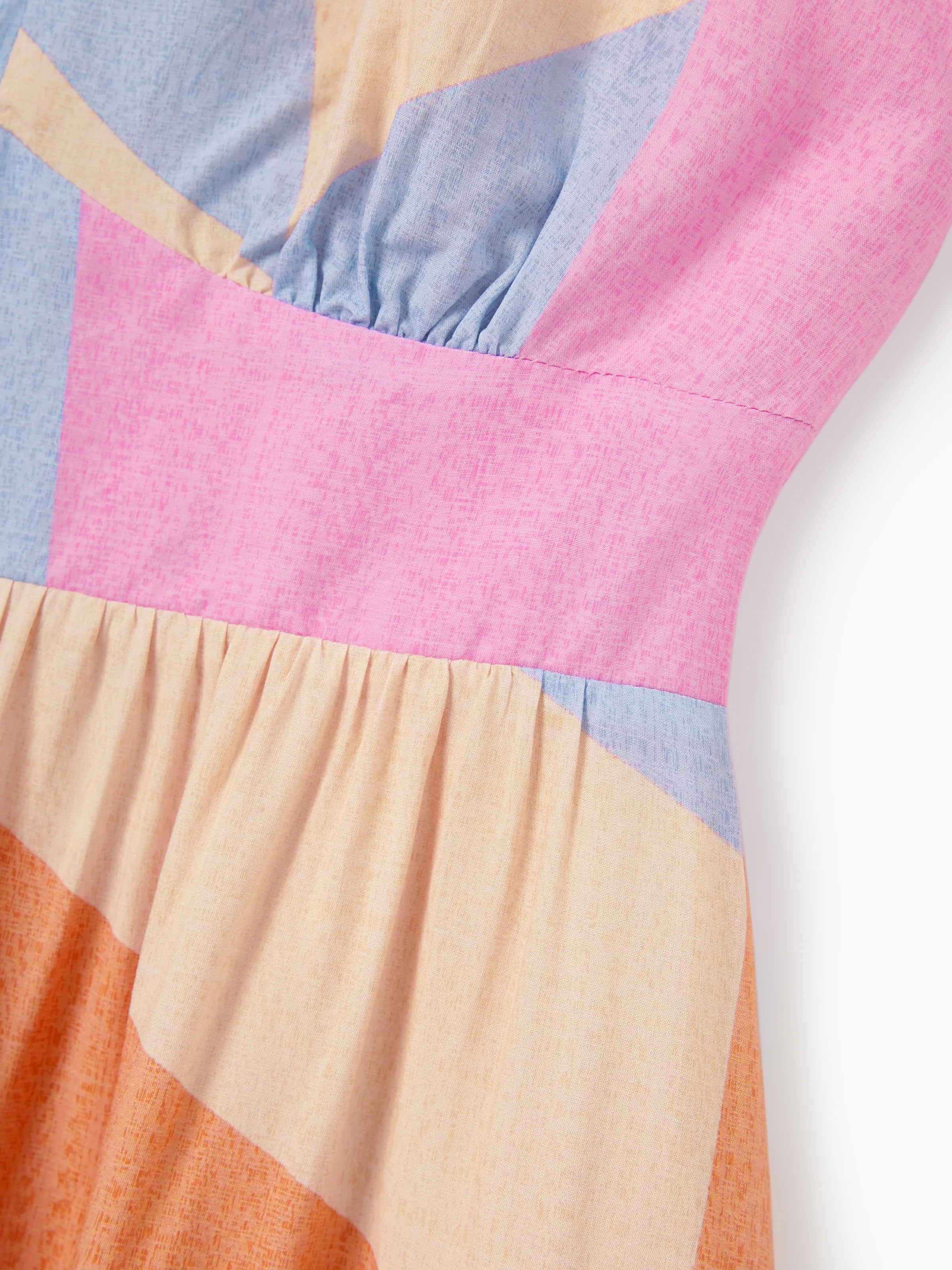 Family Matching Outfits Set Colorblock Sleeveless Strappy Dress or Short-sleeve T-shirt Multi-color