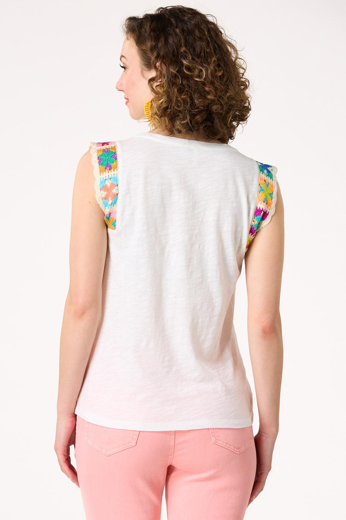 Floral Crochet Trim Tank