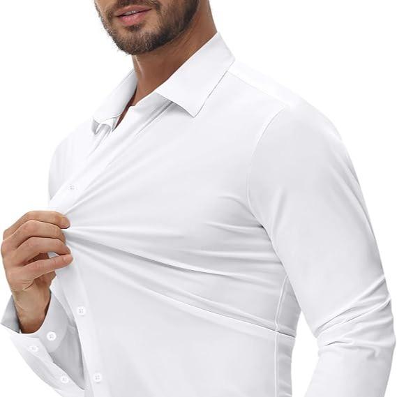 🔥Last Day Promotion!🔥Men’s Stretch Slim-Fit Long Sleeve Dress Shirt