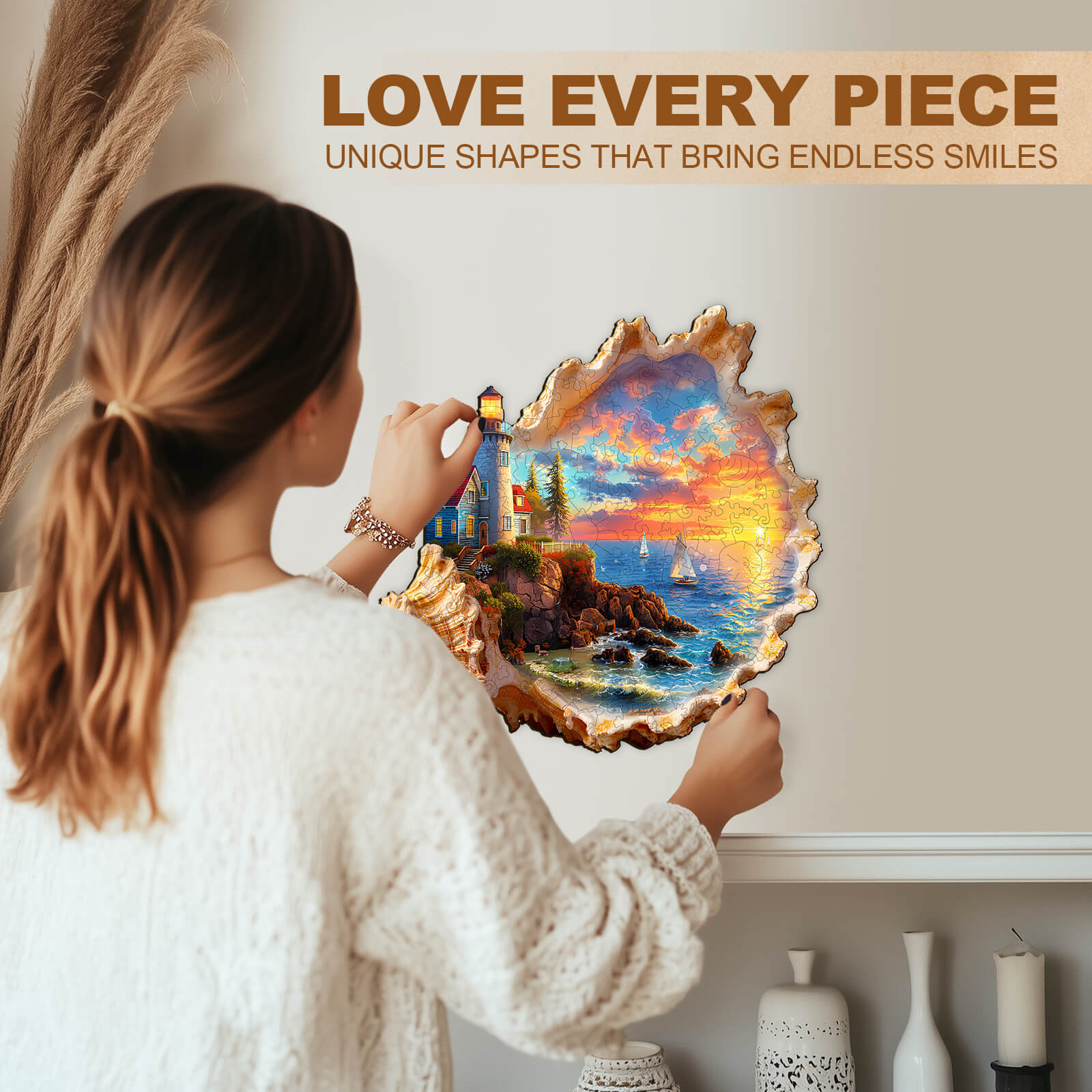 Sunset by the seaside Wooden Jigsaw Puzzle