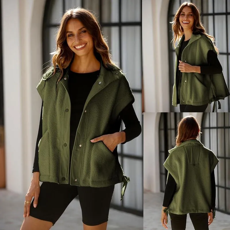 Women's Warm Fleece Vest Casual Sleeveless Button Down Sherpa Jacket