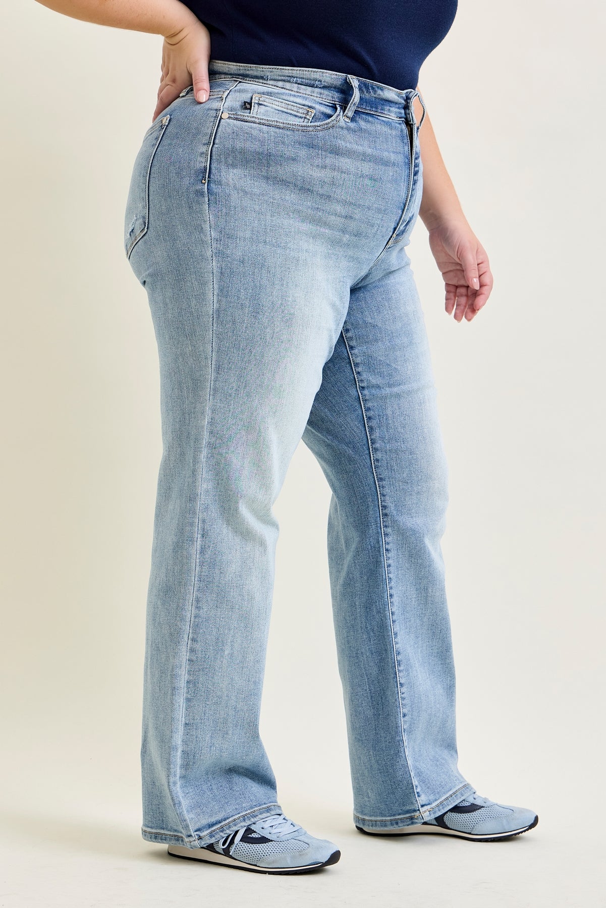 Florence High Rise Light Wash Straight Leg Jeans - PLUS